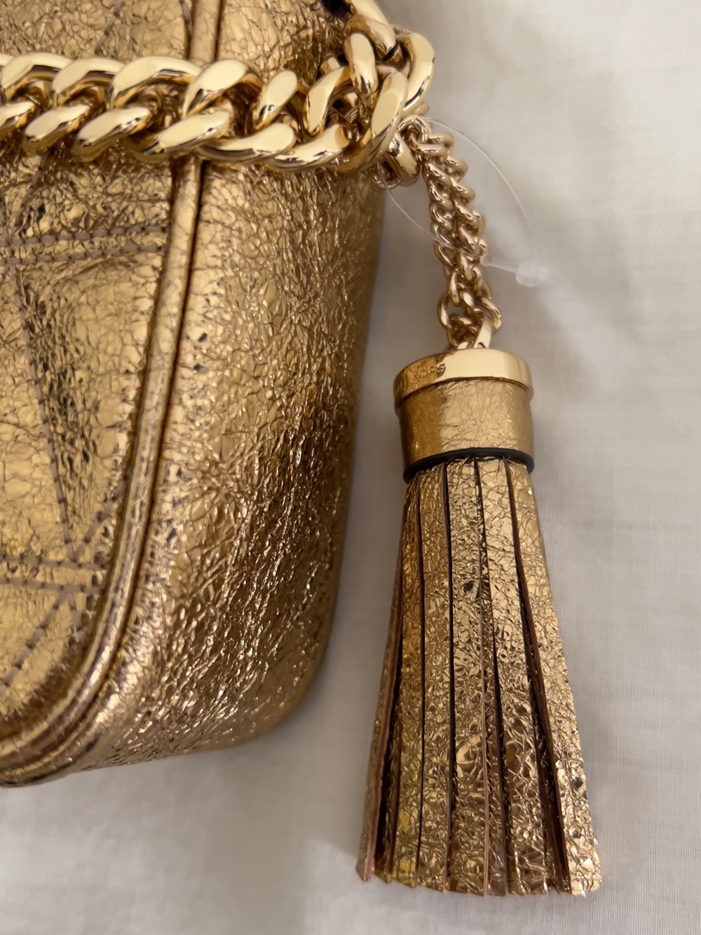 Michael Kors Metallic Gold Quilted Crossbody with Tassel - Picture 2 of 6
